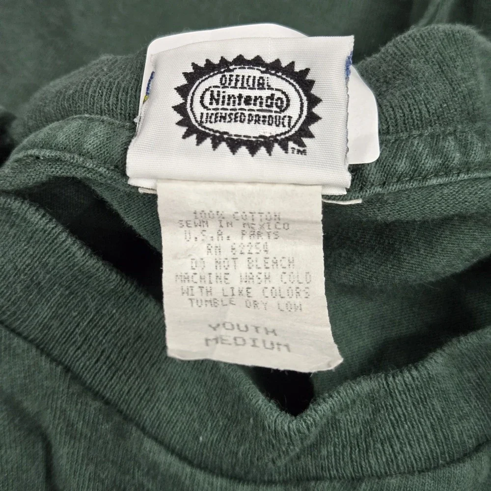 VINTAGE Pokemon x Nintendo Boys Shirt M Green Graphic Characters